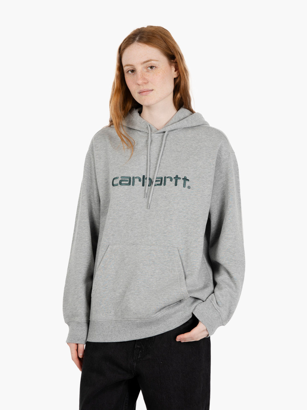 W' Hooded sweatshirt gray heather /dark fir