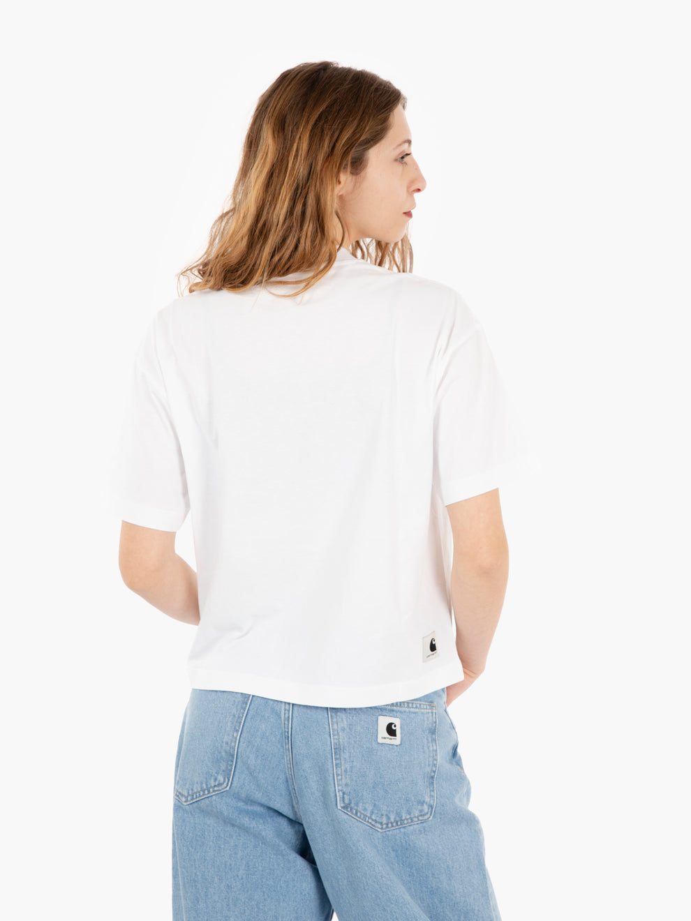 W' S/S Wip T-Shirt White / dusky blue