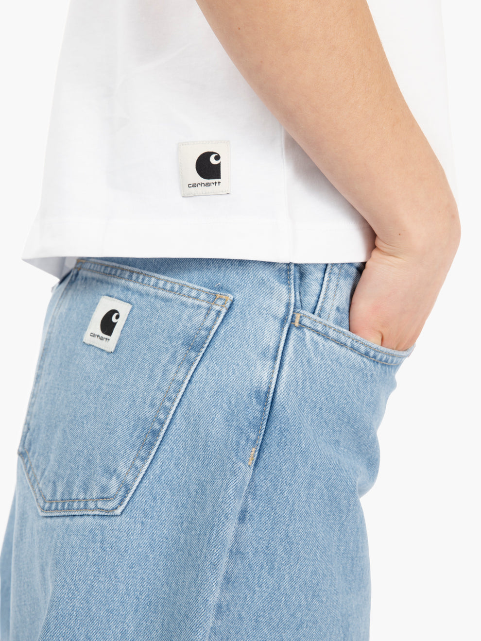 W' S/S Wip T-Shirt White / dusky blue