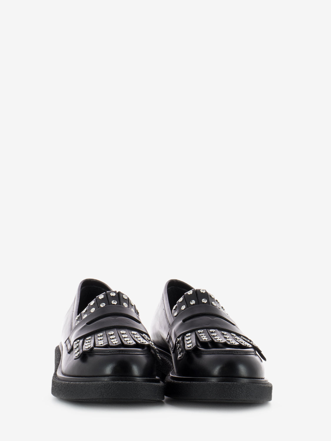 Black Studded Penny Band Loafers