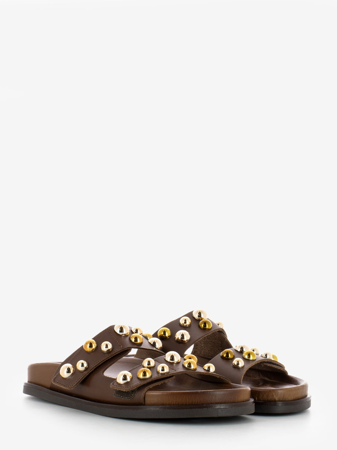 Sandals with brown spheres