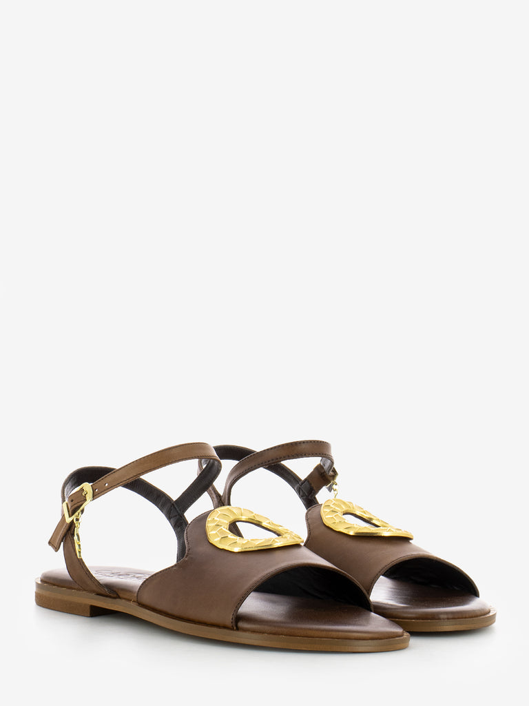 CARYATIS - Sandali in pelle con accessorio marroni