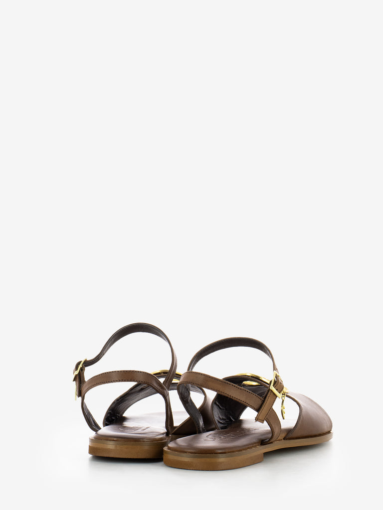 CARYATIS - Sandali in pelle con accessorio marroni