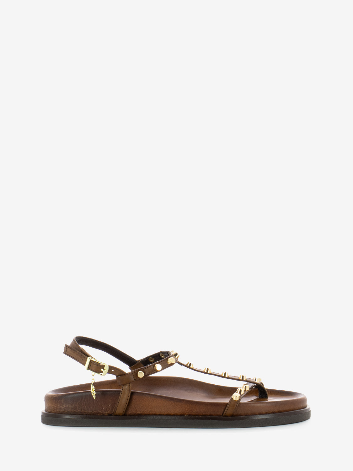 Brown studded flip flop sandal