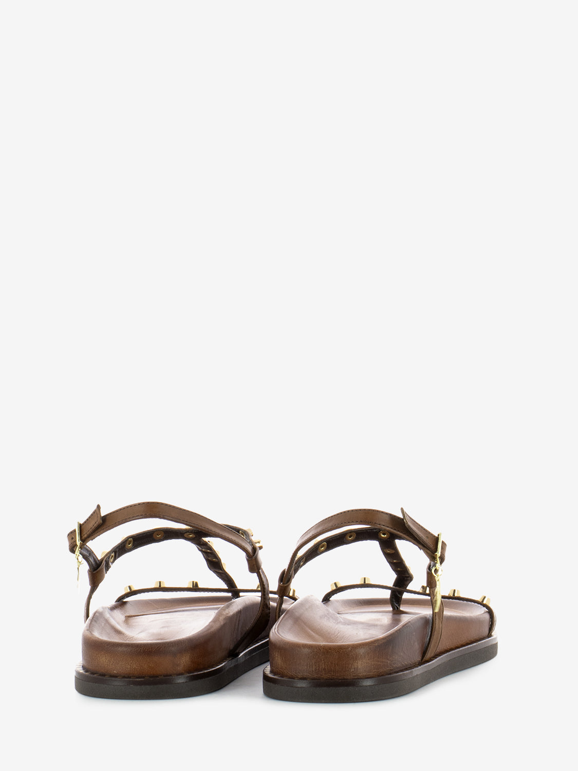 Brown studded flip flop sandal