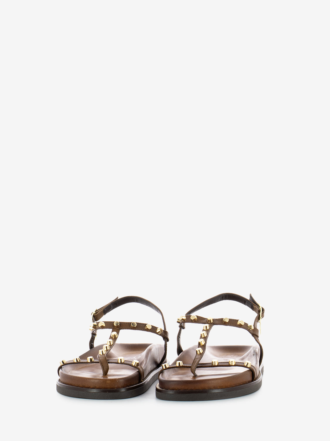 Brown studded flip flop sandal