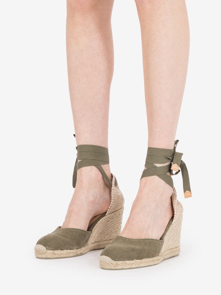 CASTANER - Espadrillas Carina canvas olive 95mm