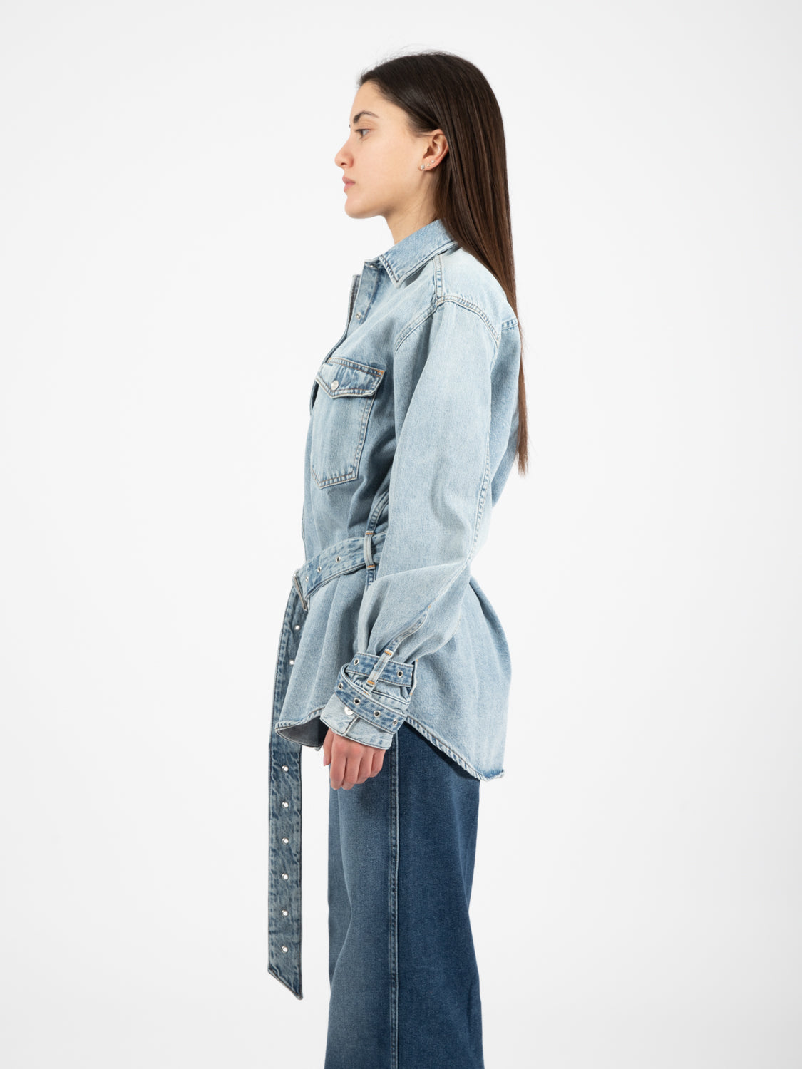 Belted overshirt unwind light blue