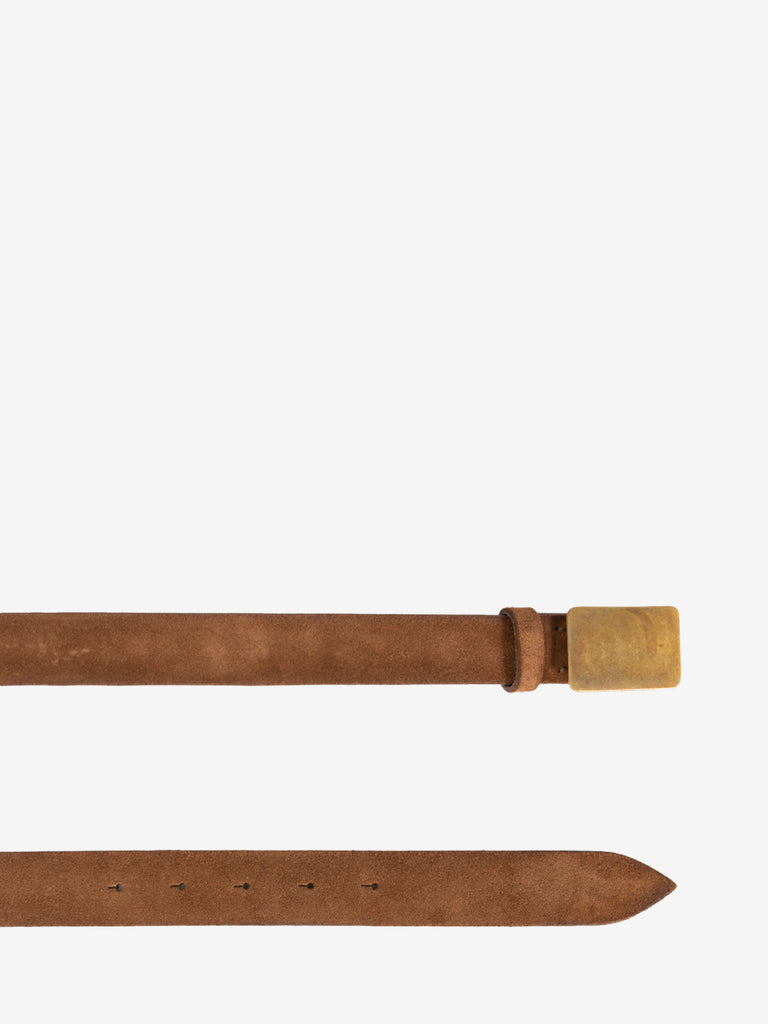 PUNTOVITA - Cintura scamosciata con placca marrone