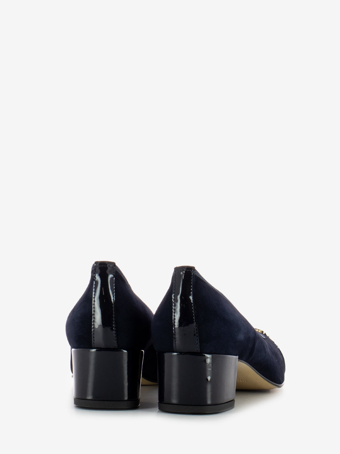 Décolleté in suede con tacco grosso blu