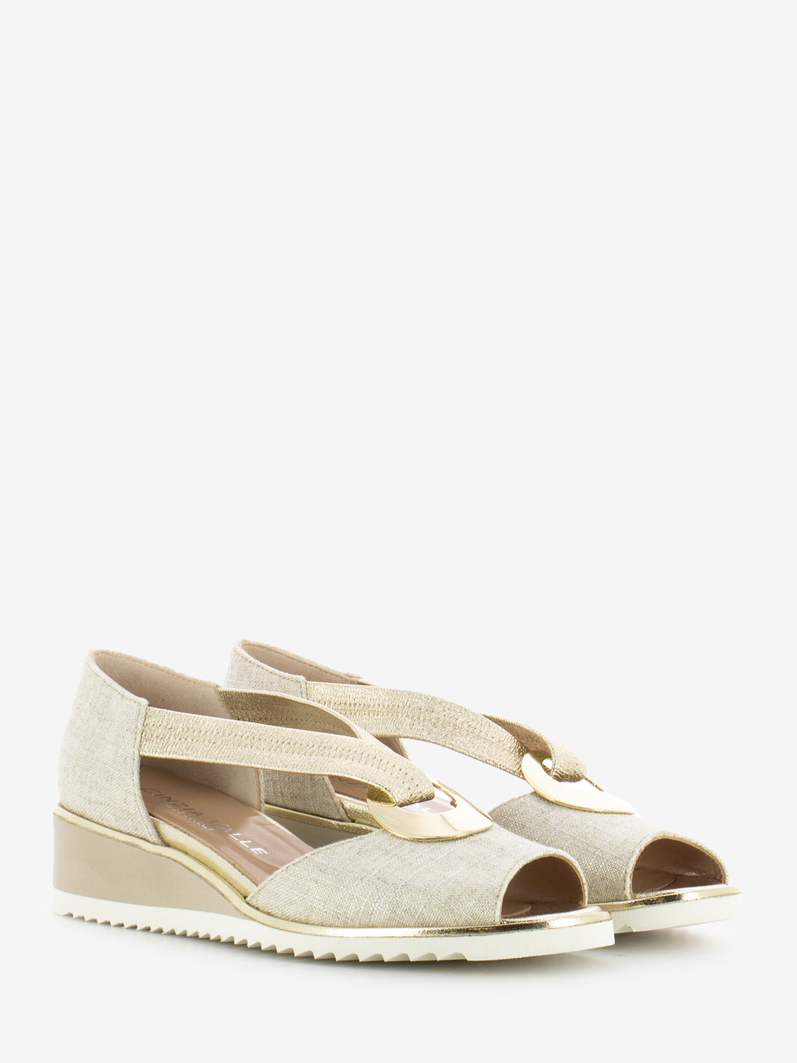 Sandali Manila in tessuto laminato oro