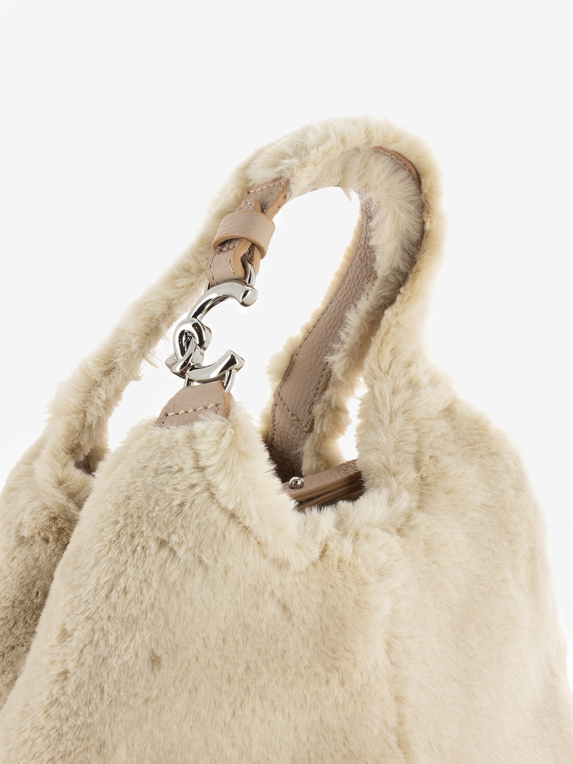 Borsa a mano C-Easy in pelliccia natural / rose