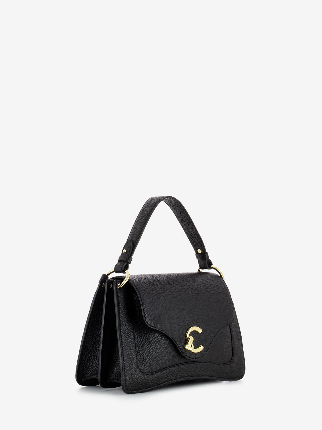 Borsa a mano in pelle martellata noir