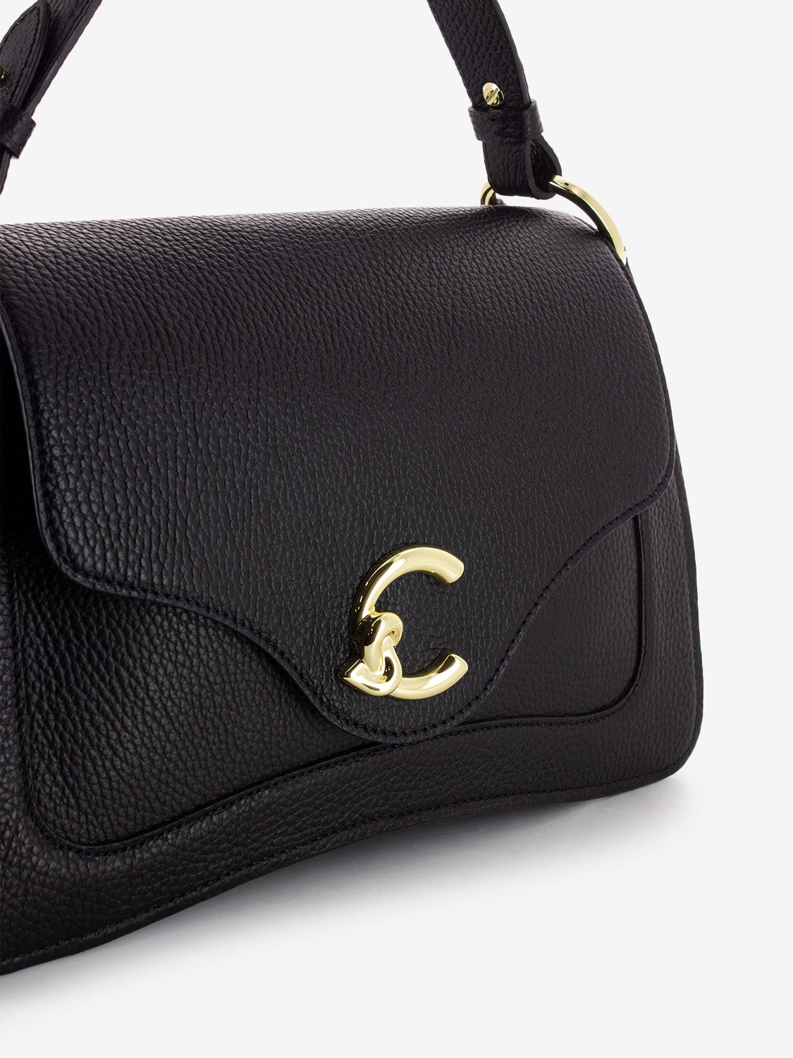 Borsa a mano in pelle martellata noir