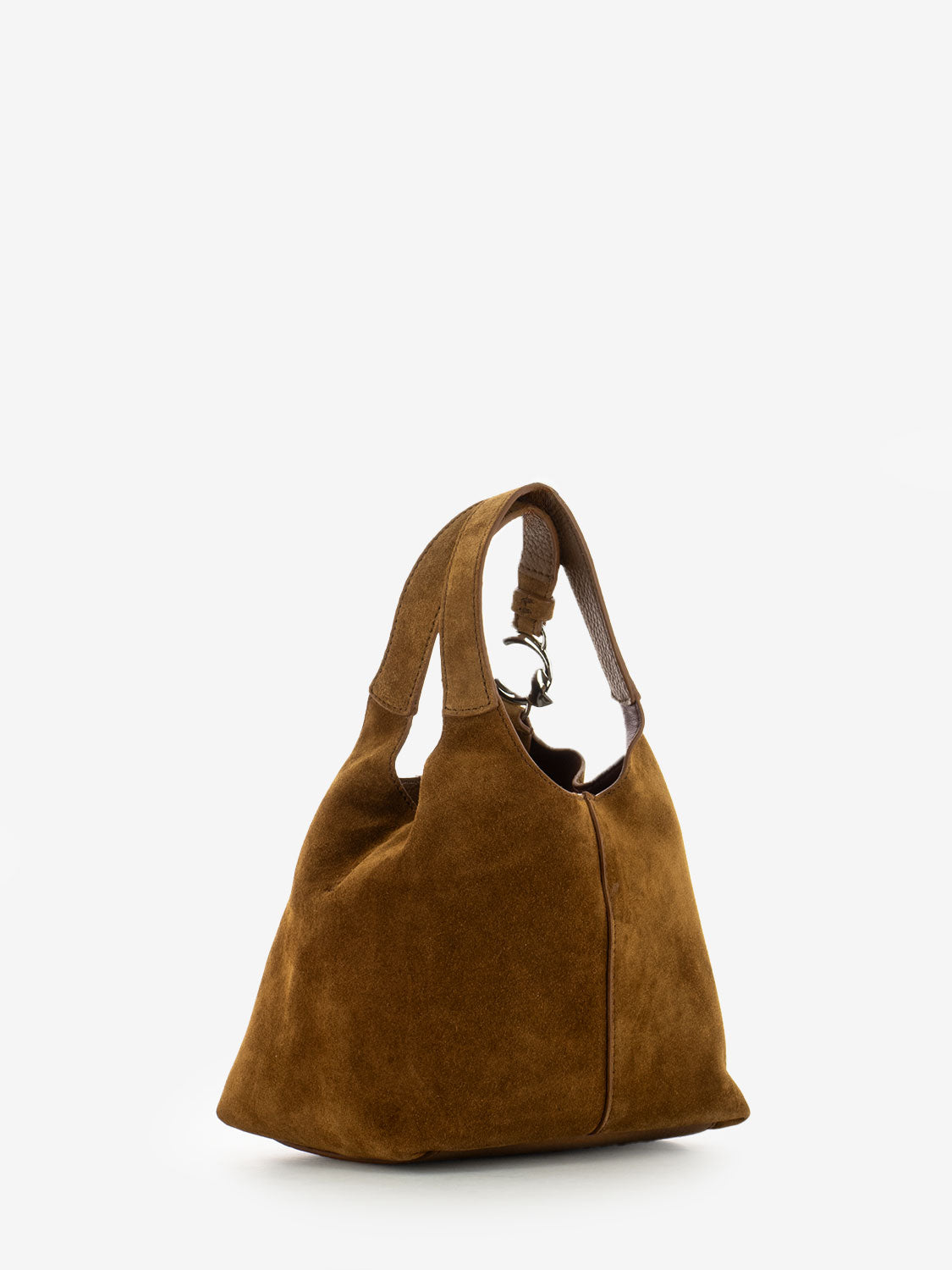 Borsa a mano in suede cognac