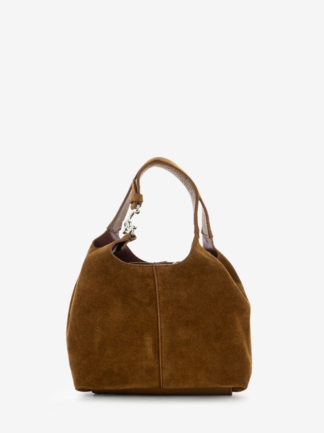 Borsa a mano in suede cognac