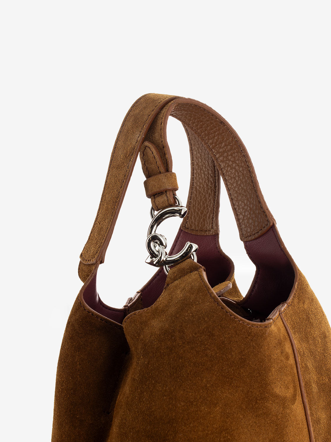 Borsa a mano in suede cognac