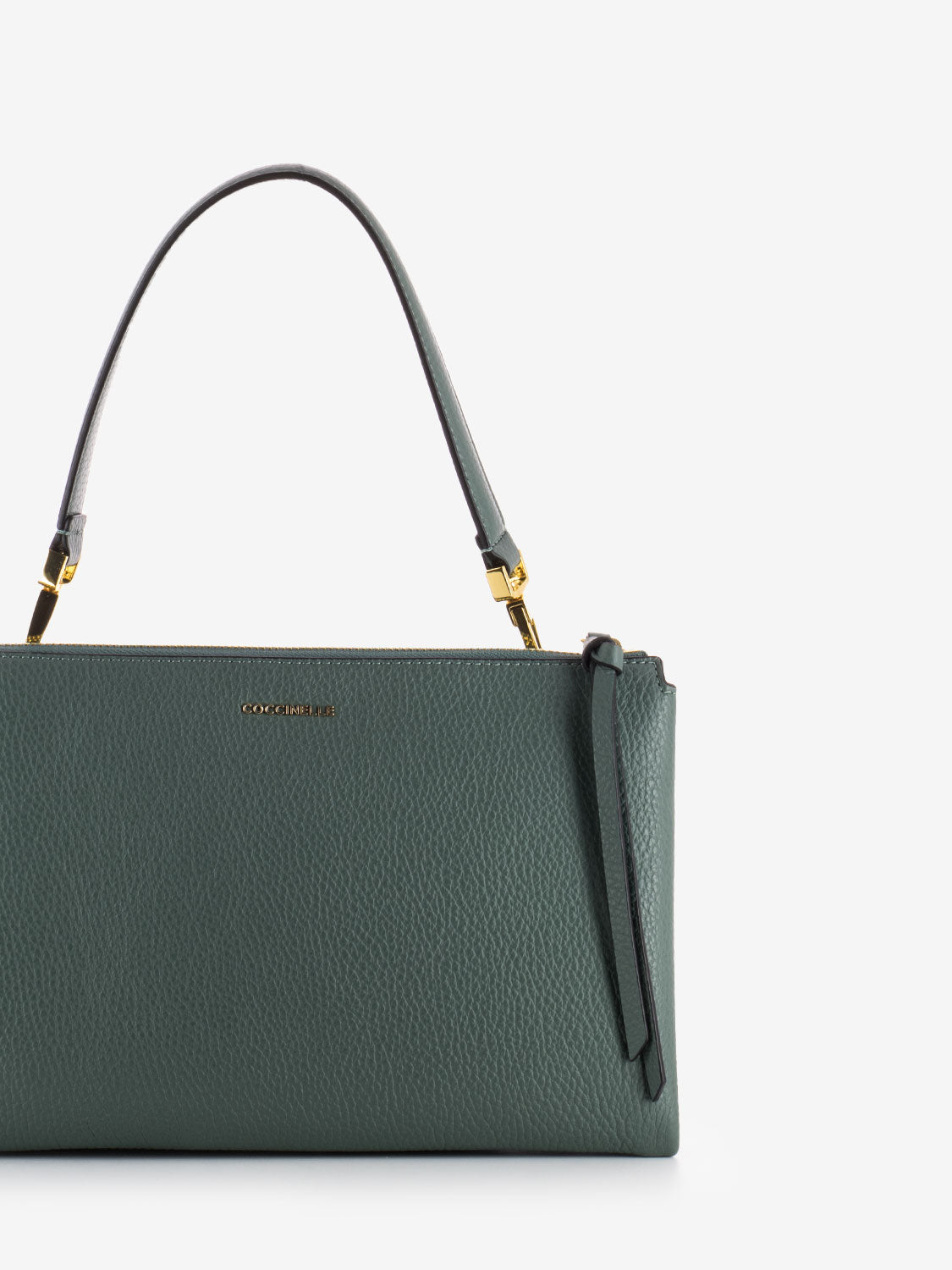 Borsa a spalla grained leather kale green