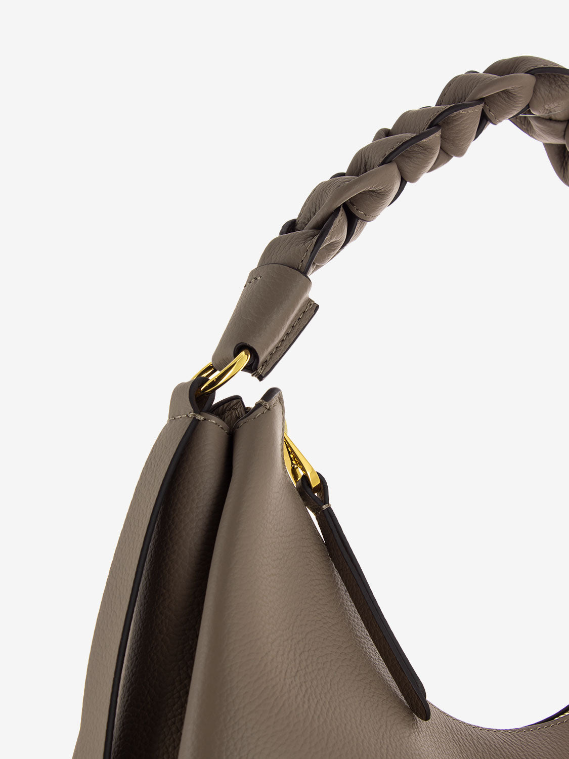 Borsa a spalla in pelle manico treccia marrone
