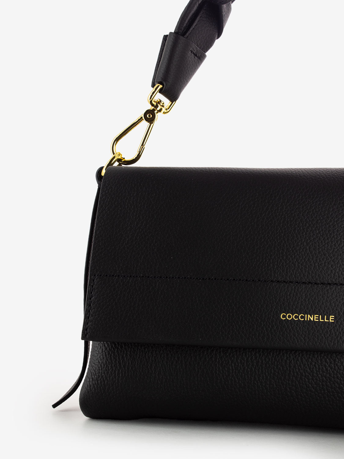 Borsa a spalla in pelle martellata nera