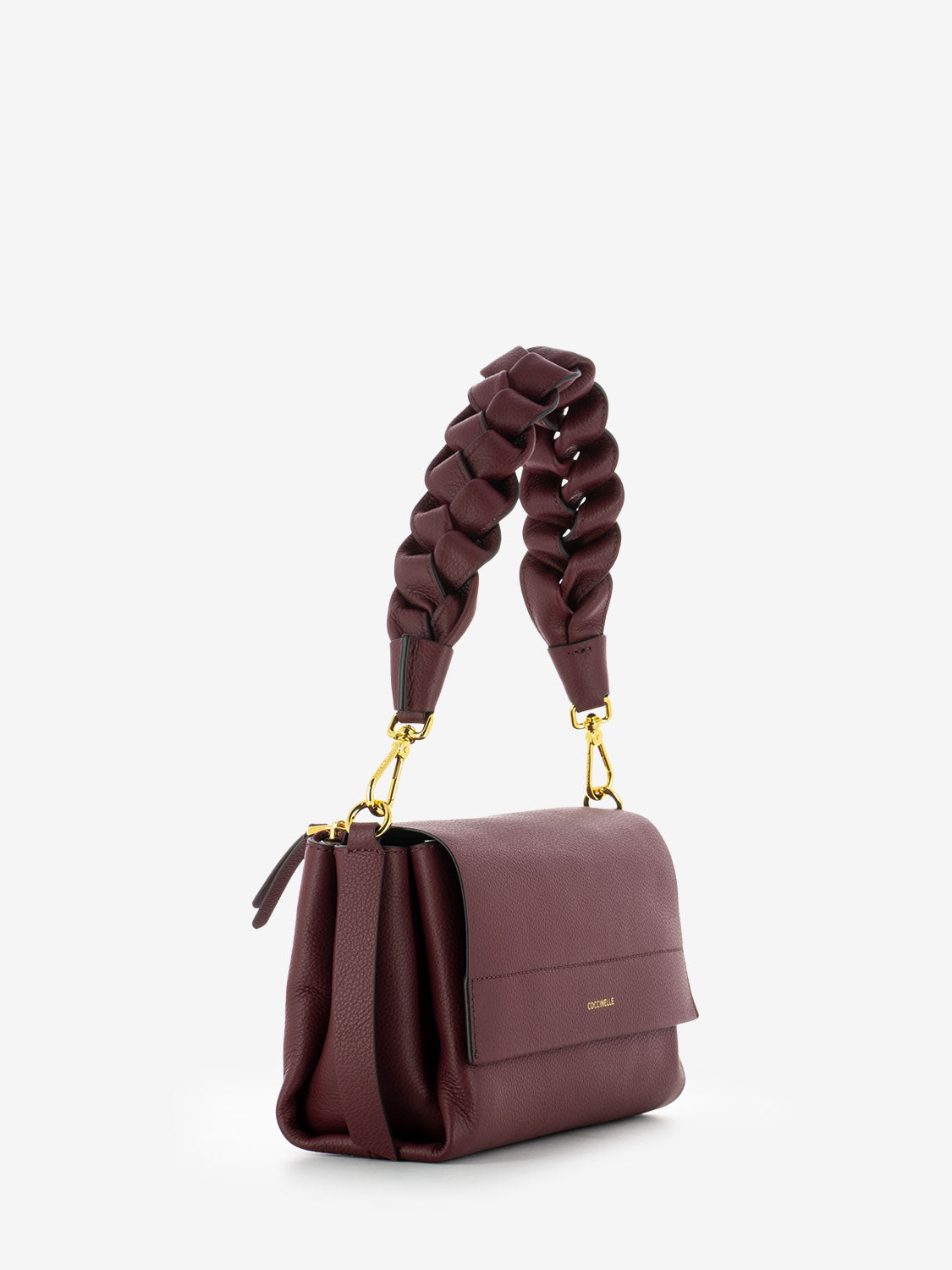 Borsa a spalla in pelle martellata ribes / prune