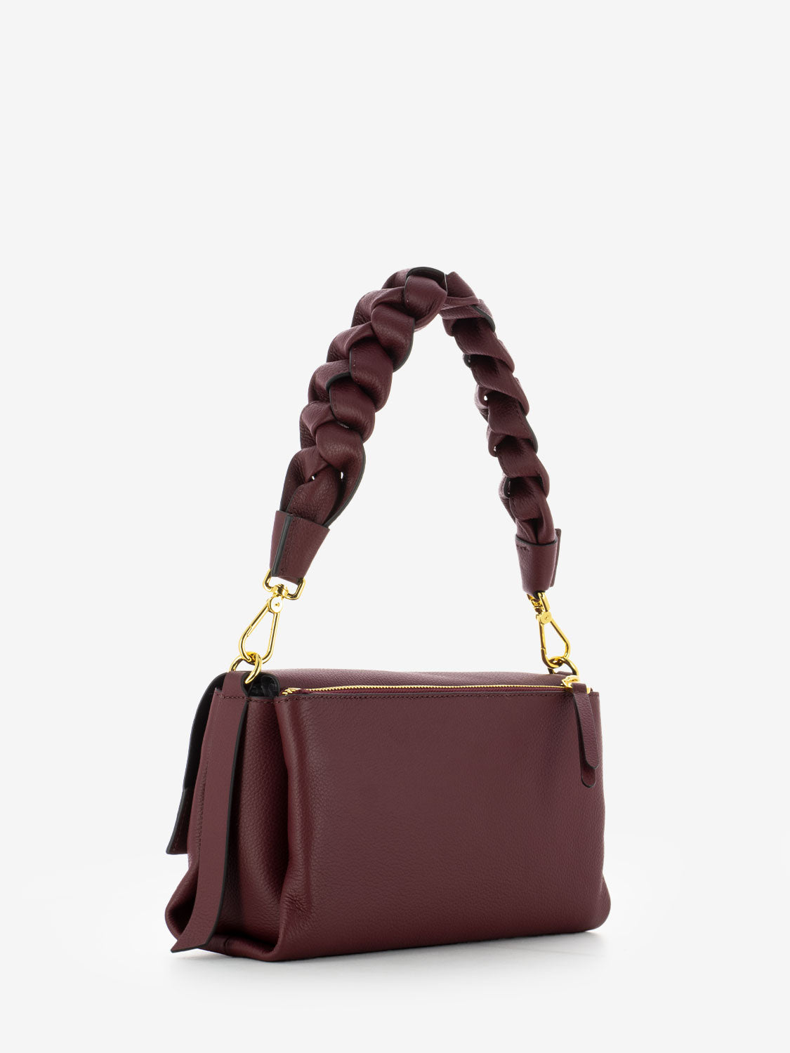 Borsa a spalla in pelle martellata ribes / prune