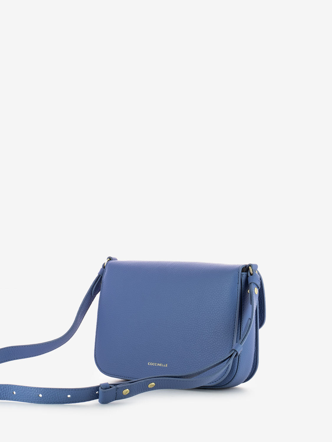 Borsa a tracolla in pelle martellata azzurro