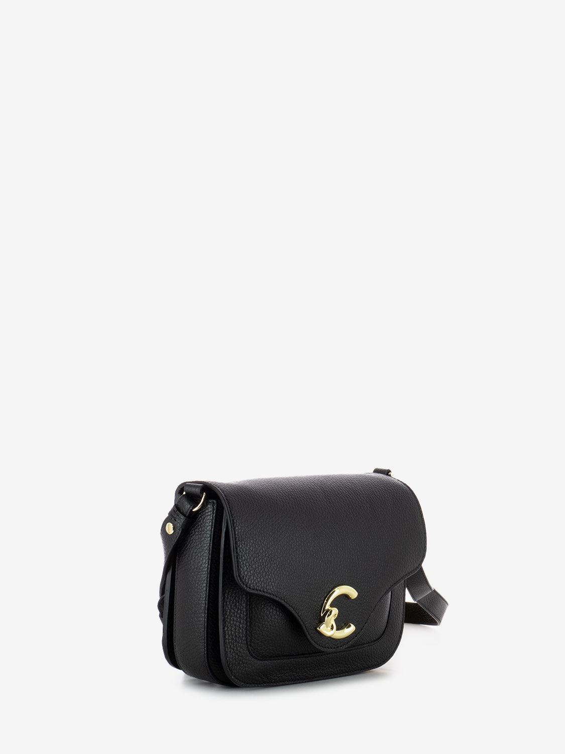 Borsa a tracolla in pelle martellata noir