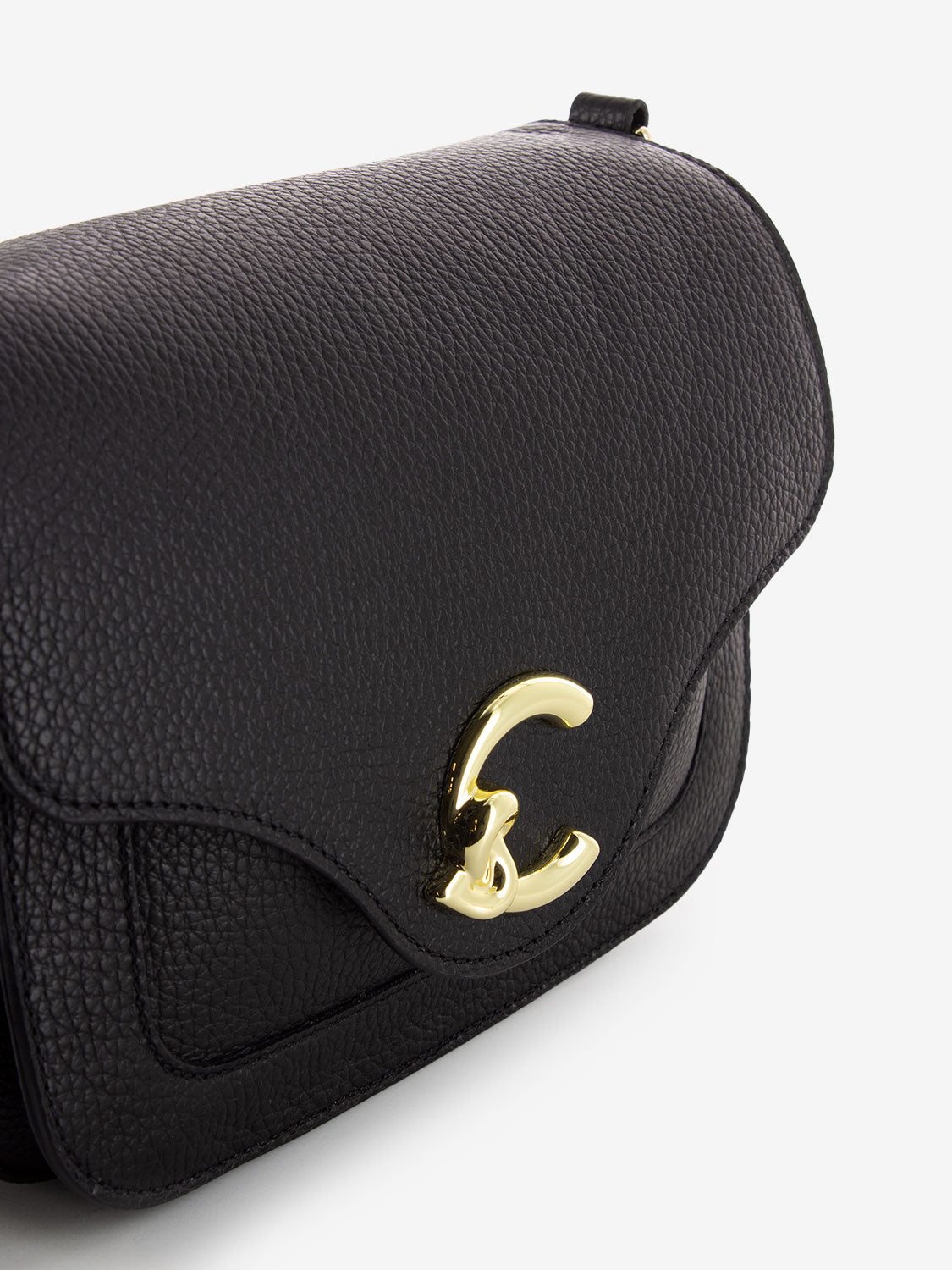 Borsa a tracolla in pelle martellata noir