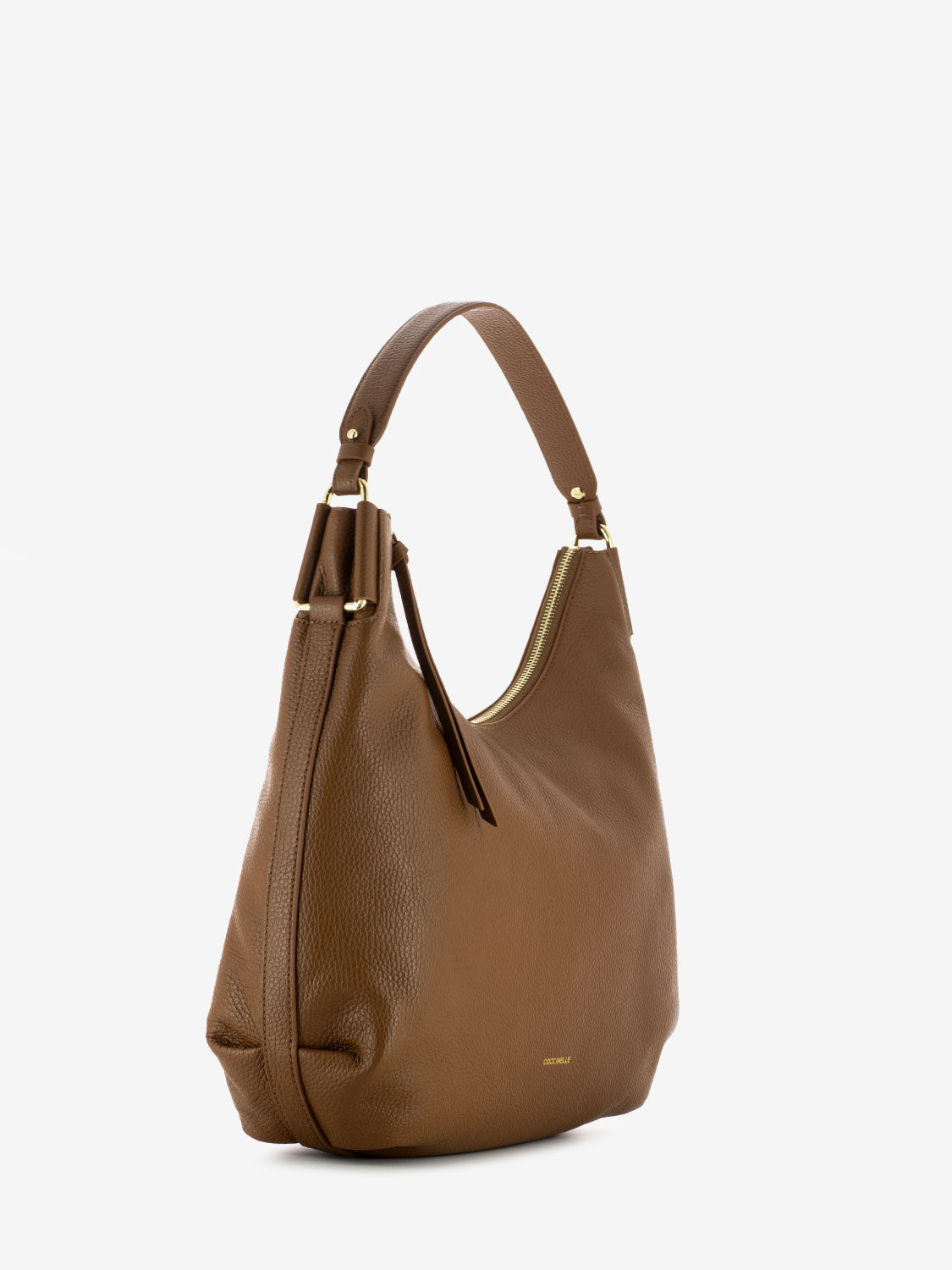 Borsa hobo in pelle martellata cognac