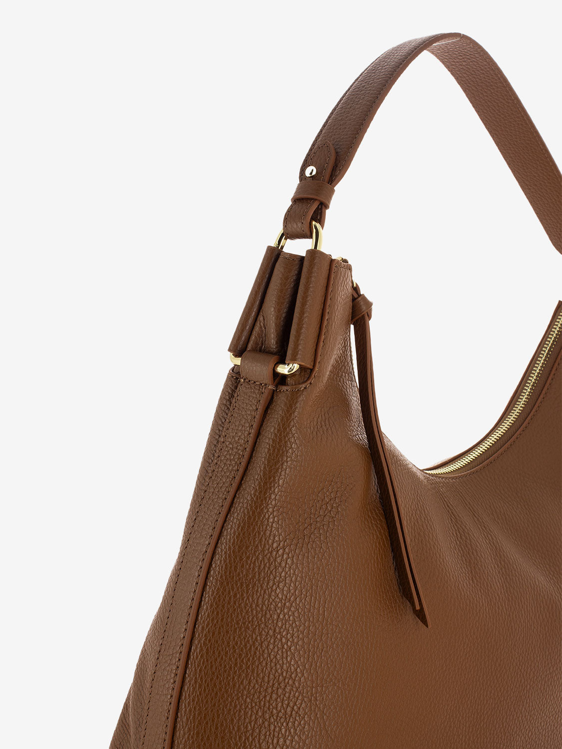 Borsa hobo in pelle martellata cognac