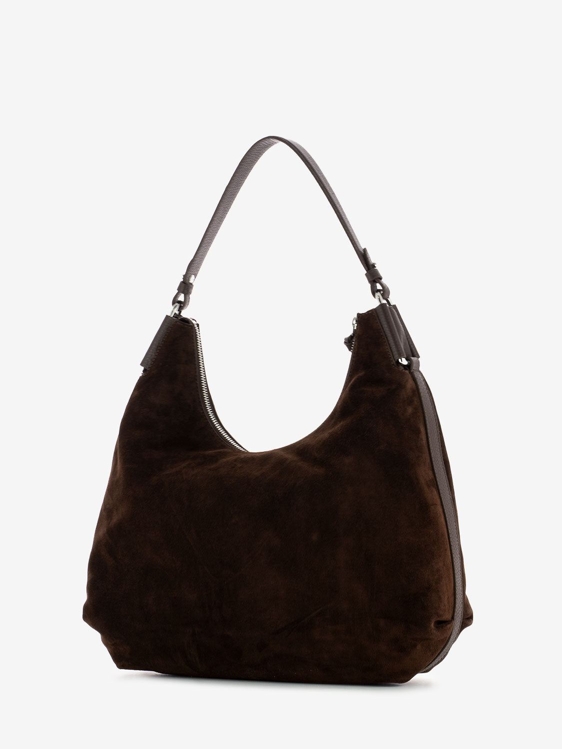 Borsa hobo Rebekka in suede brunette