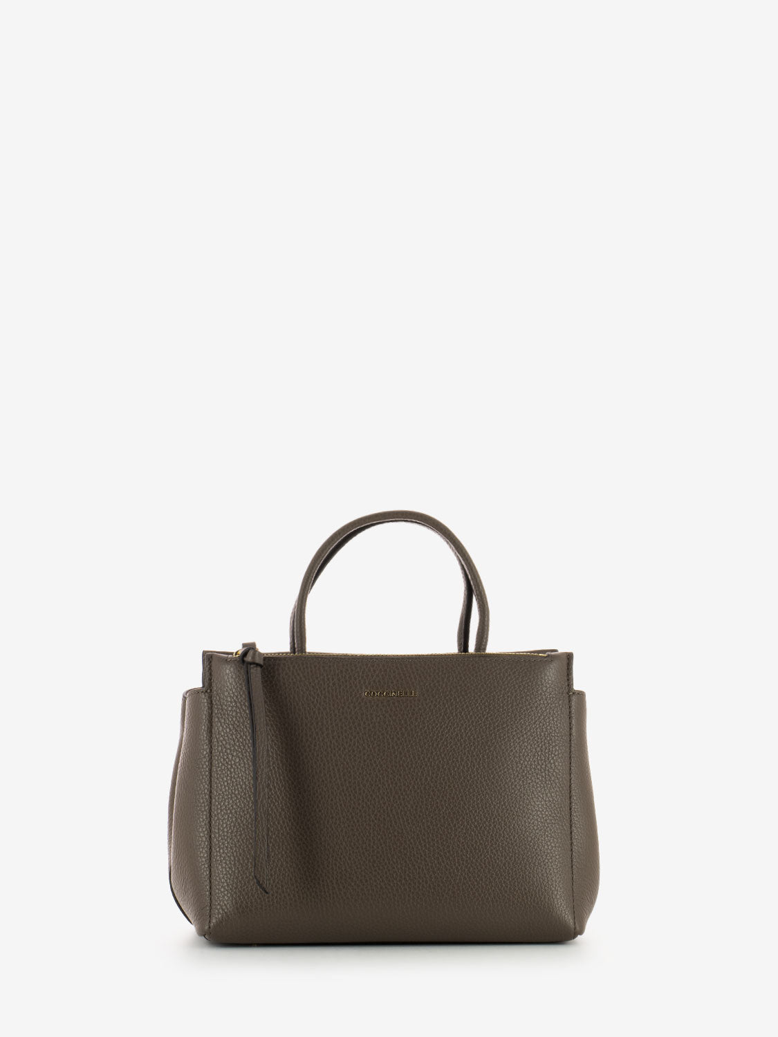 Borsa piccola rigida a mano grained leather coffee