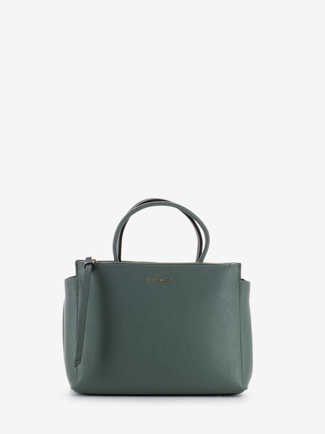 Borsa piccola rigida a mano grained leather kale green