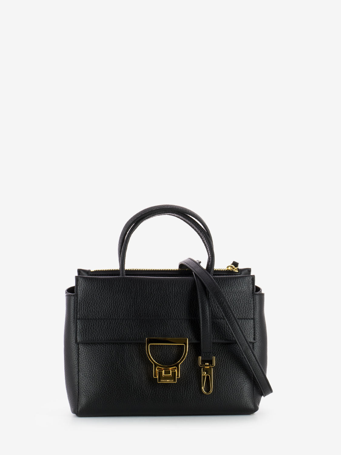 Borsa piccola rigida a mano grained leather noir