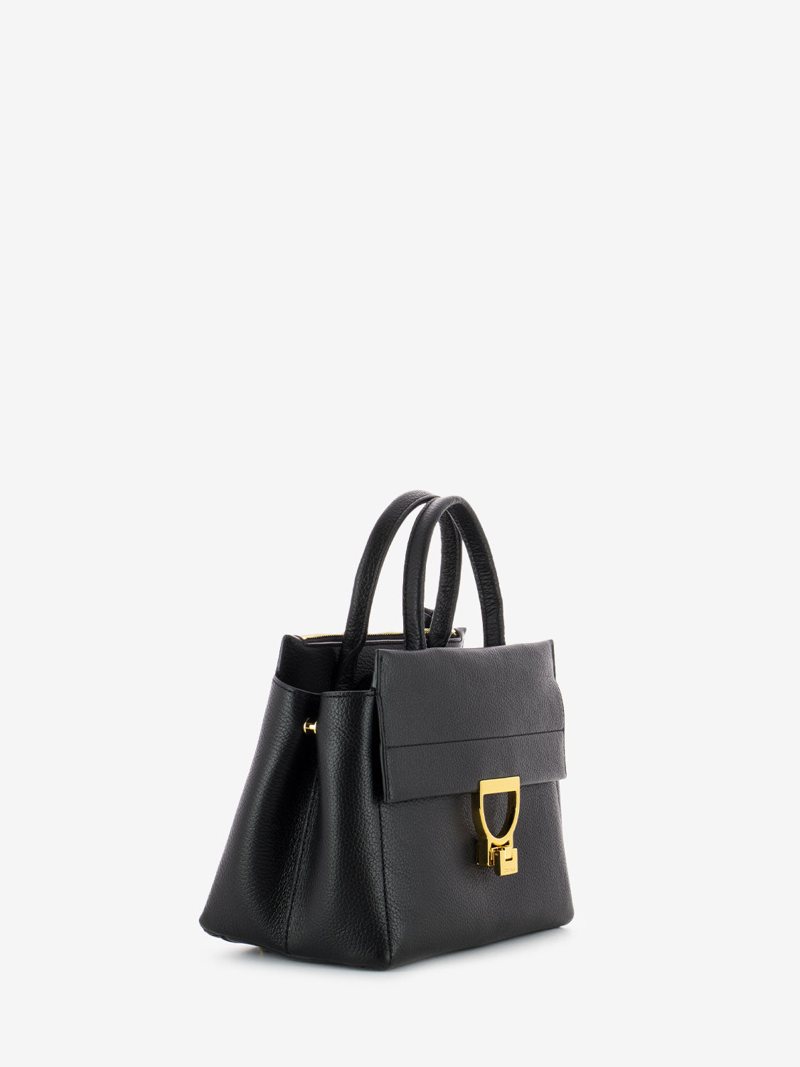 Borsa piccola rigida a mano grained leather noir