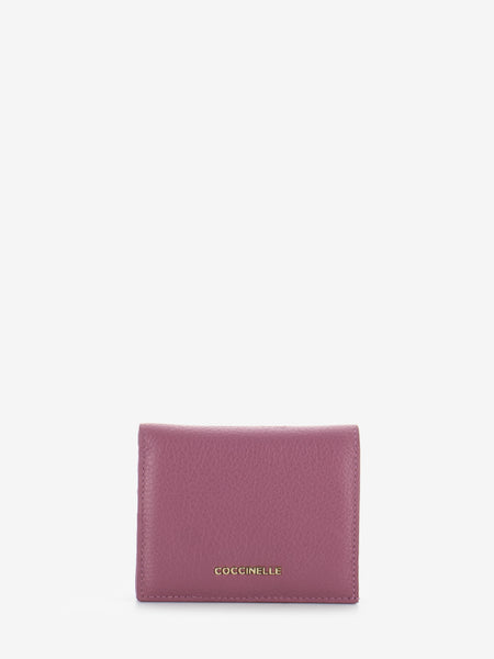 Card holder grained leather pulp pink