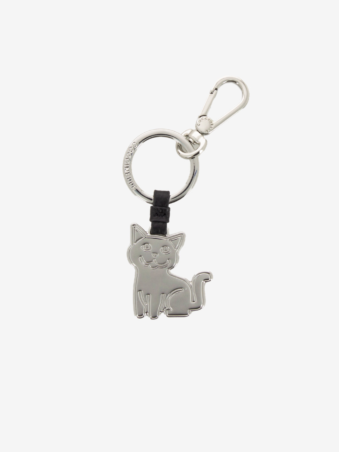 Charm metal cat grain leather noir