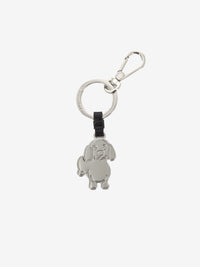Metal dog grain leather noir charm