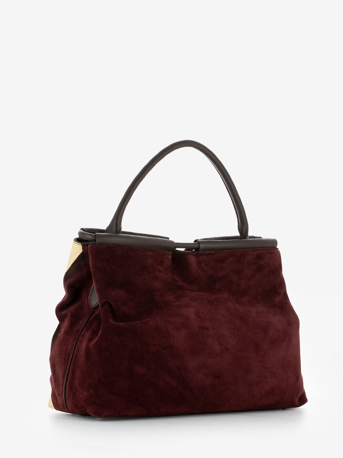 Handbag geometrica patch in suede multicolor