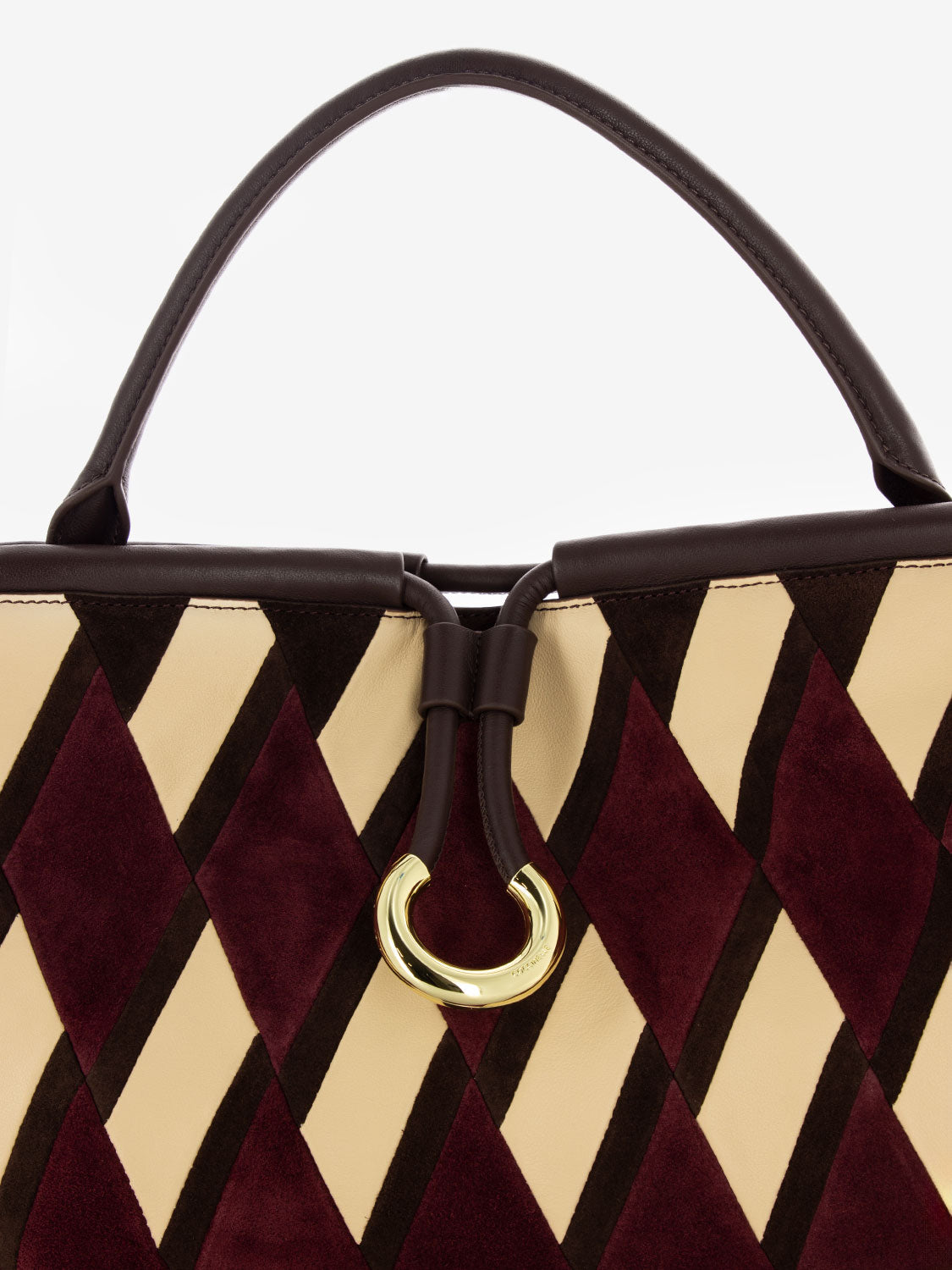 Handbag geometrica patch in suede multicolor