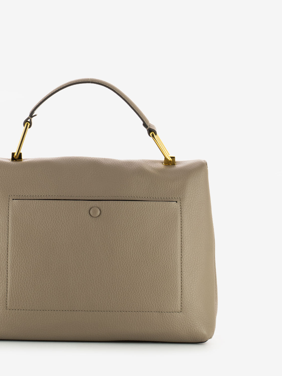 Handbag media in pelle warm taupe