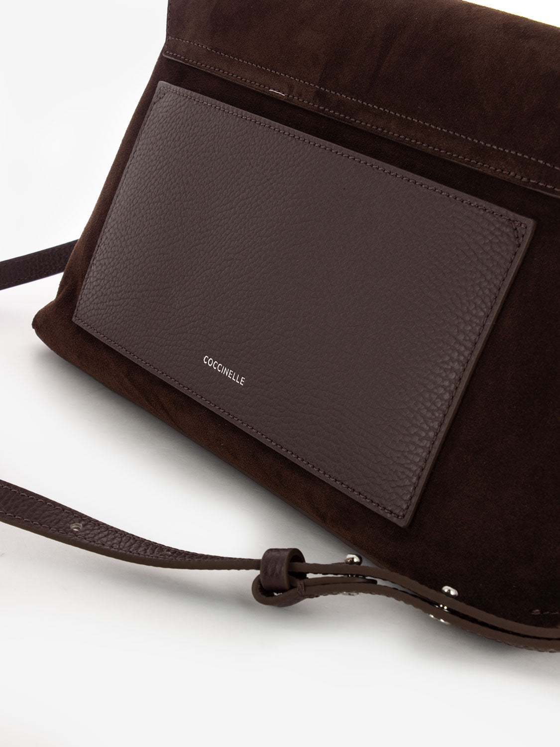 Handbag Nikla suede / leather grained brunette