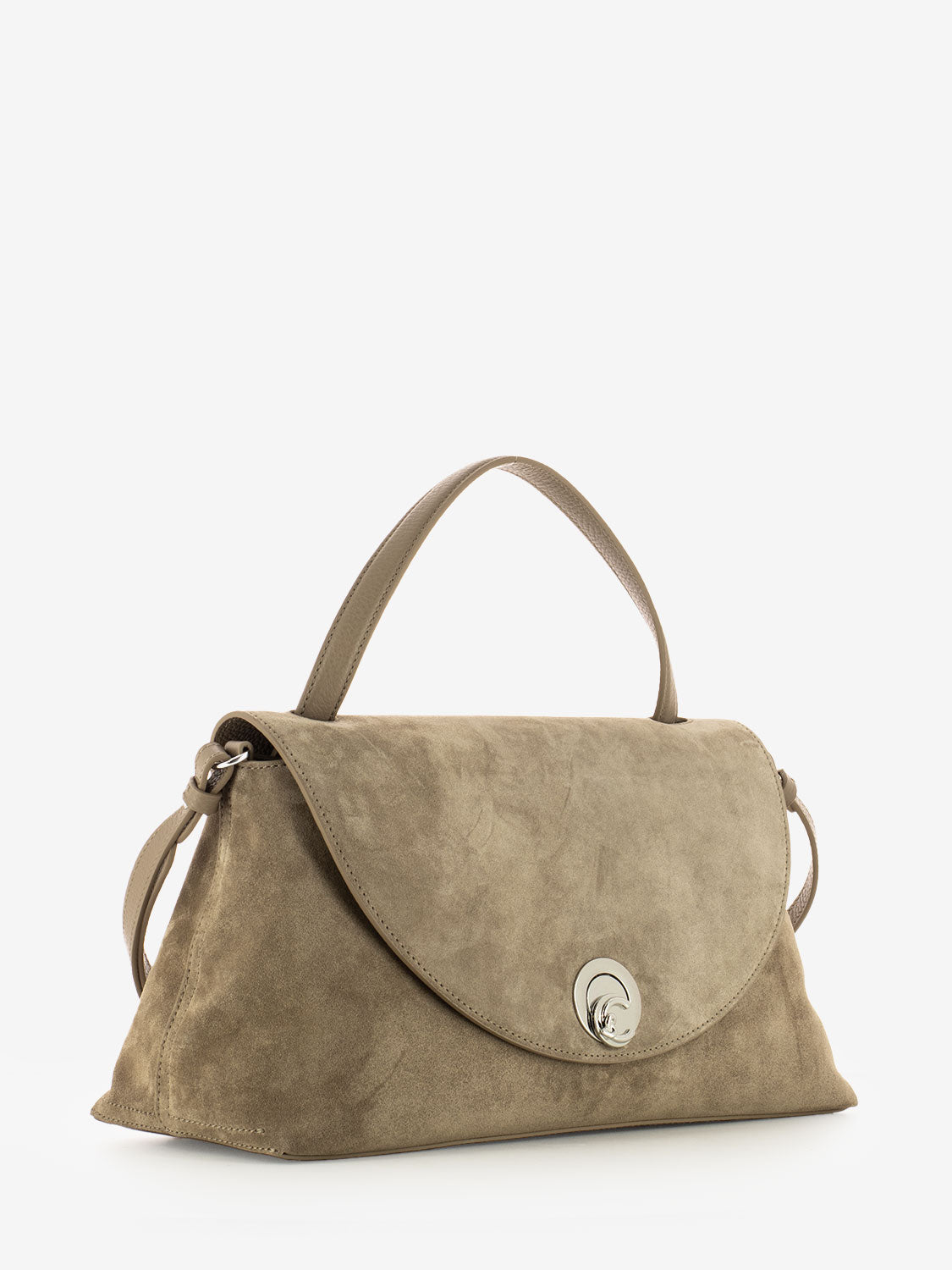 Handbag Nikla suede / leather grained warm taupe