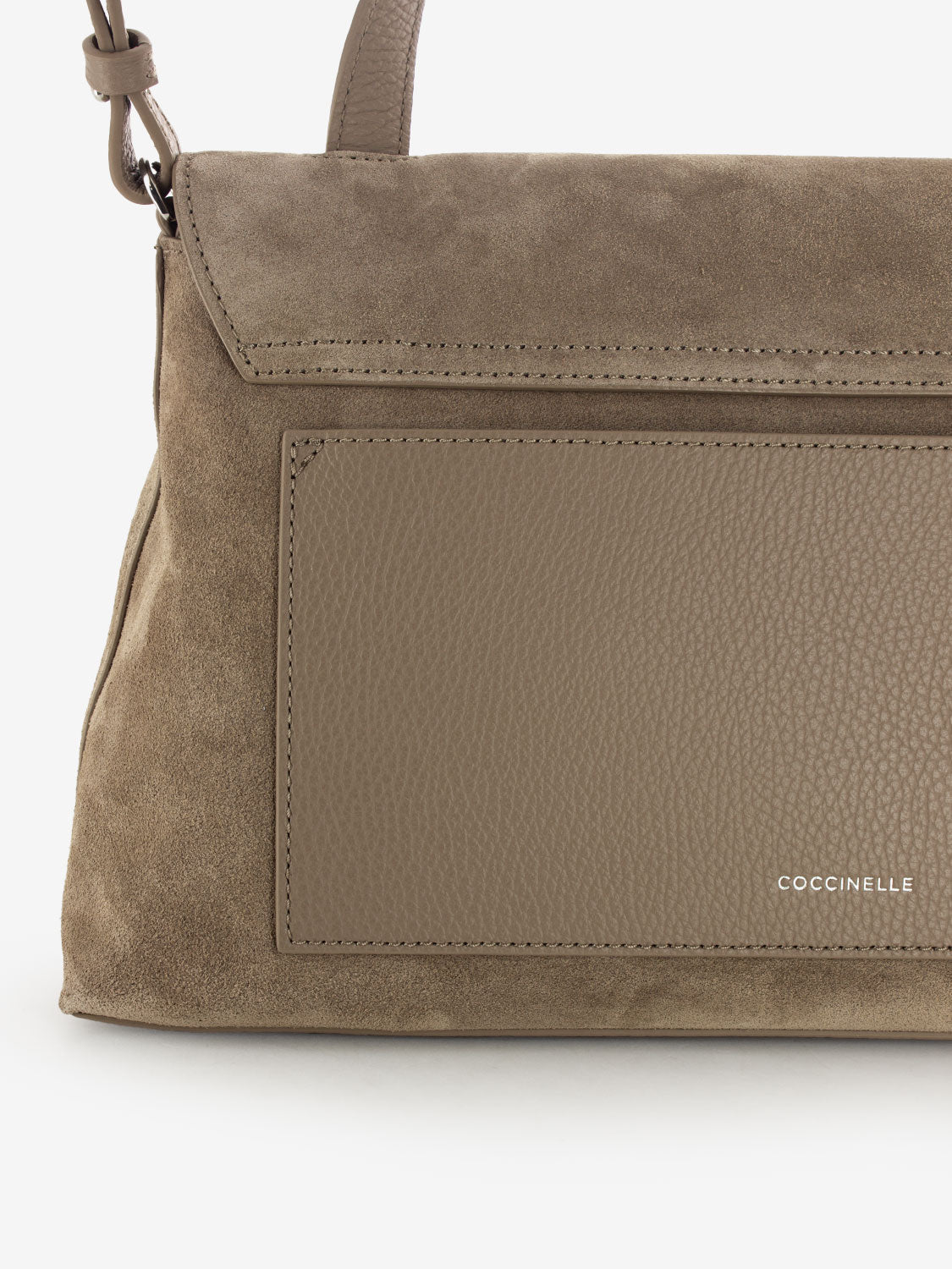 Handbag Nikla suede / leather grained warm taupe