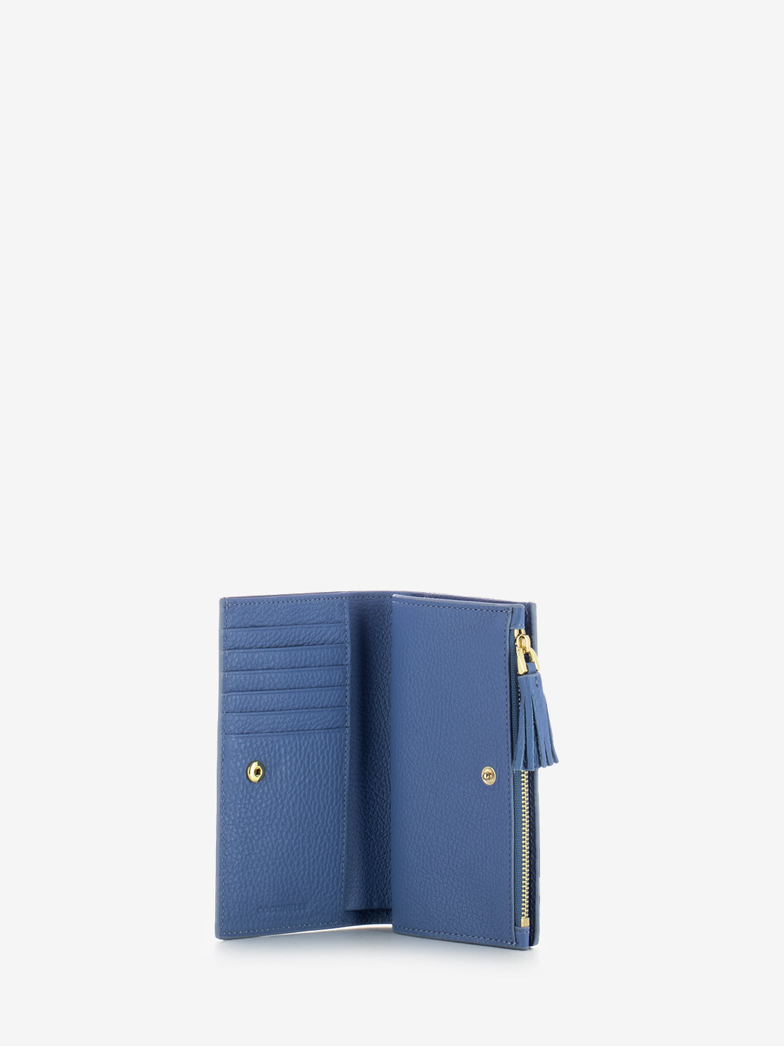 Portafoglio a libro in pelle martellata azul