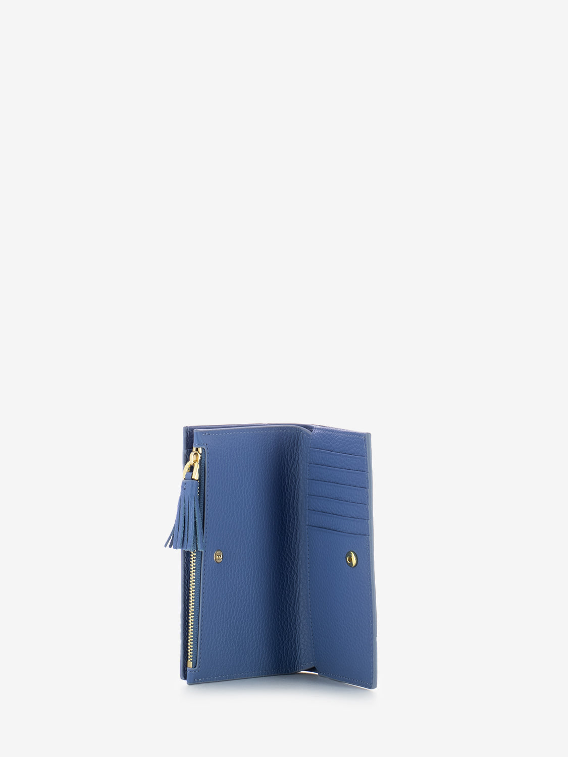 Portafoglio a libro in pelle martellata azul