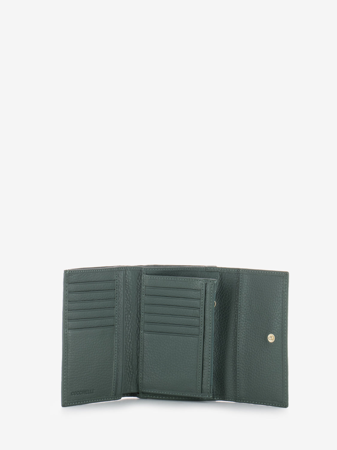 Portafoglio grained leather kale green