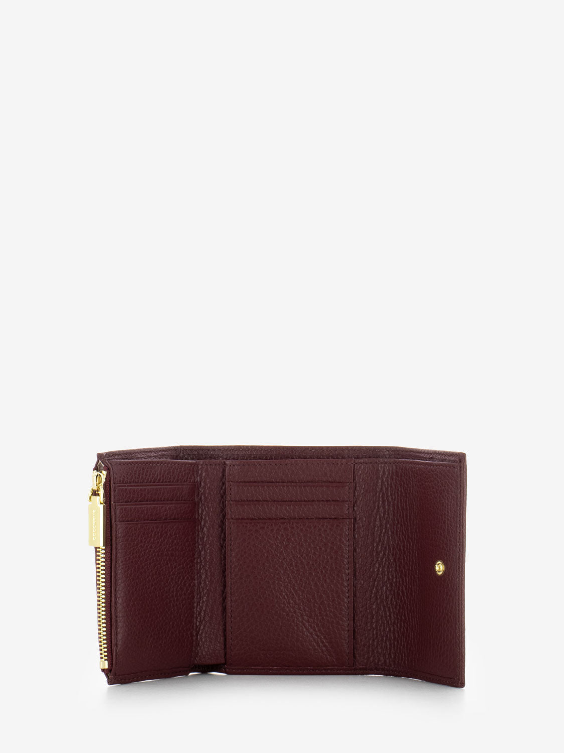 Grained leather wallet in currant