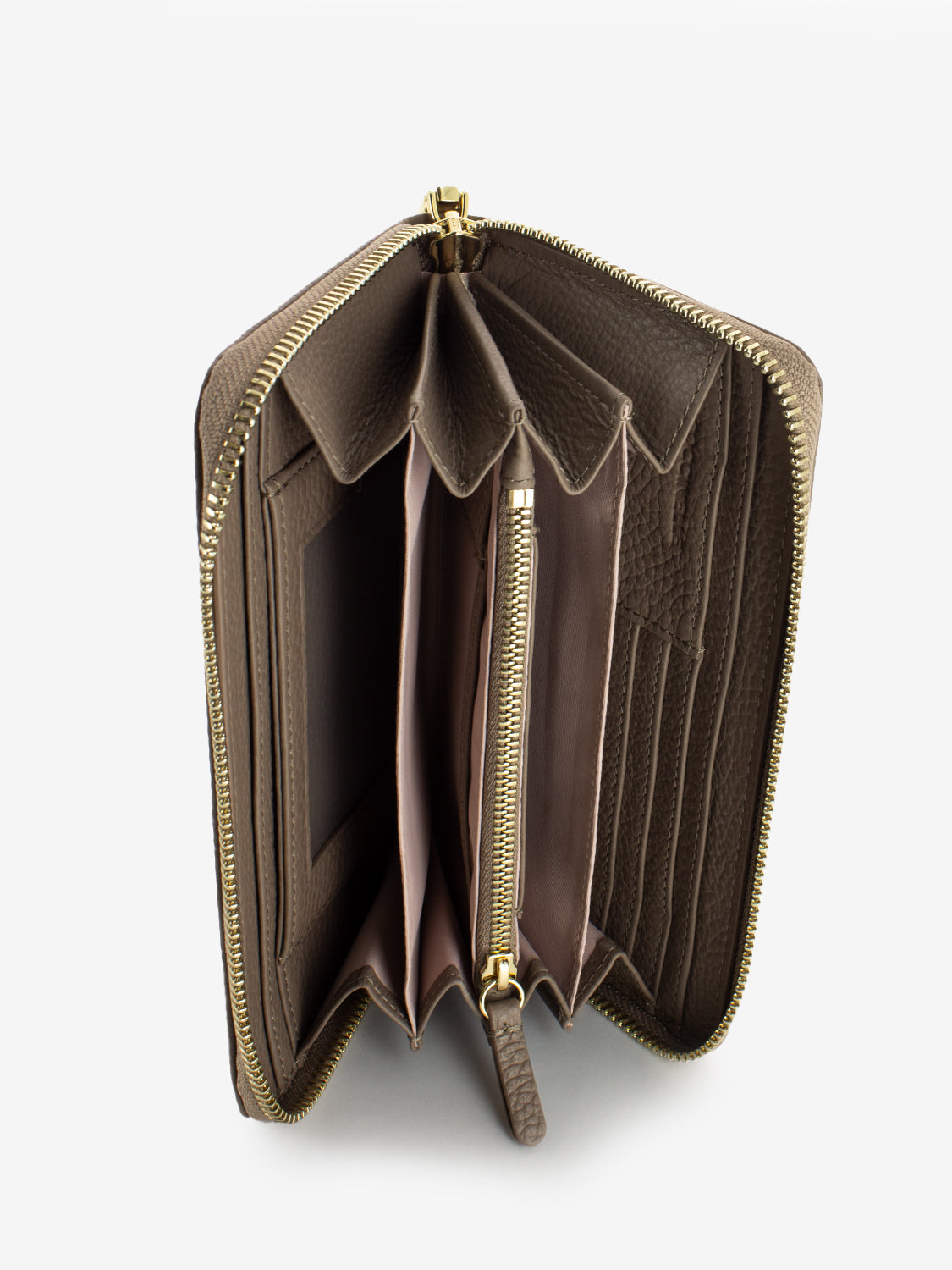 Portafoglio grande in pelle warm taupe